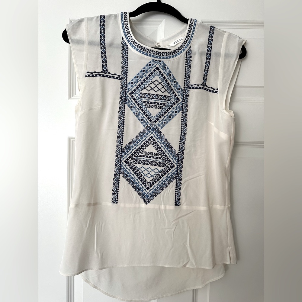 Veronica Beard silk embroidered top